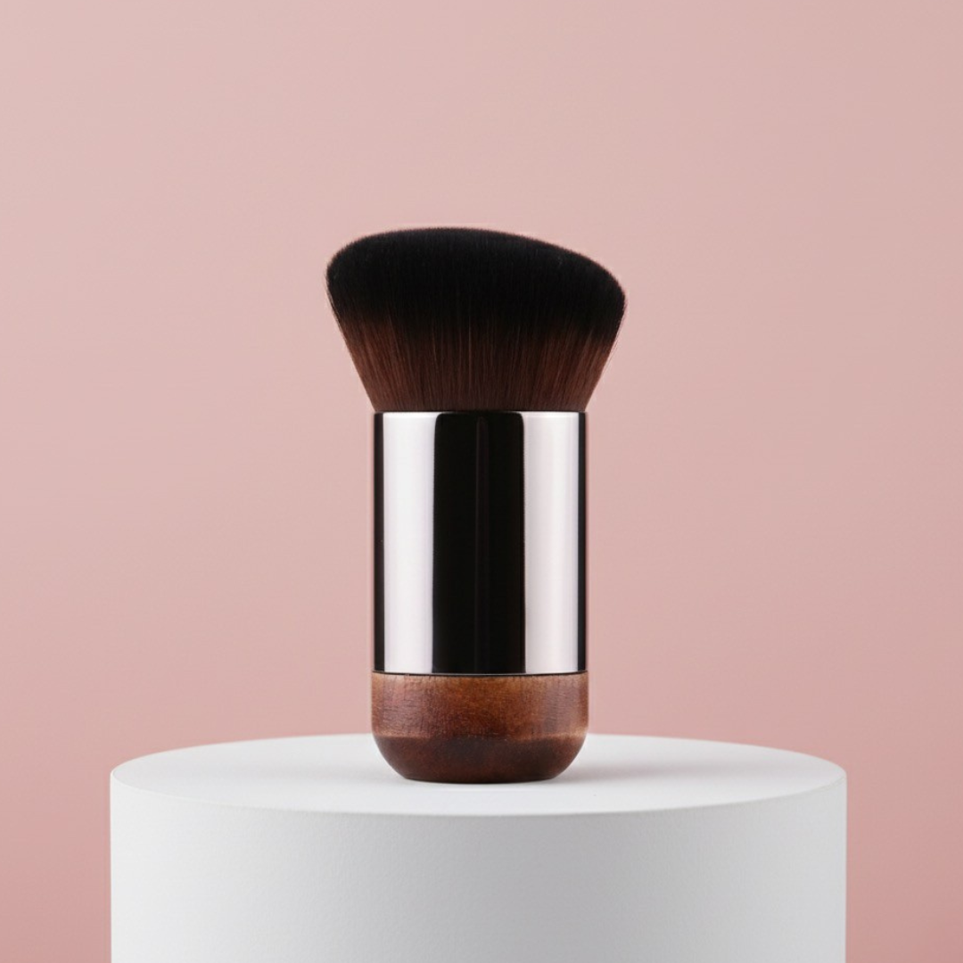 Schräger Kabuki Pinsel für Mineral Make Up - mit Holzgriff