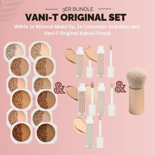 3er Original Bundle - Vani-T Original Set - Mineral Powder + HD Blur Concealer + Kabuki
