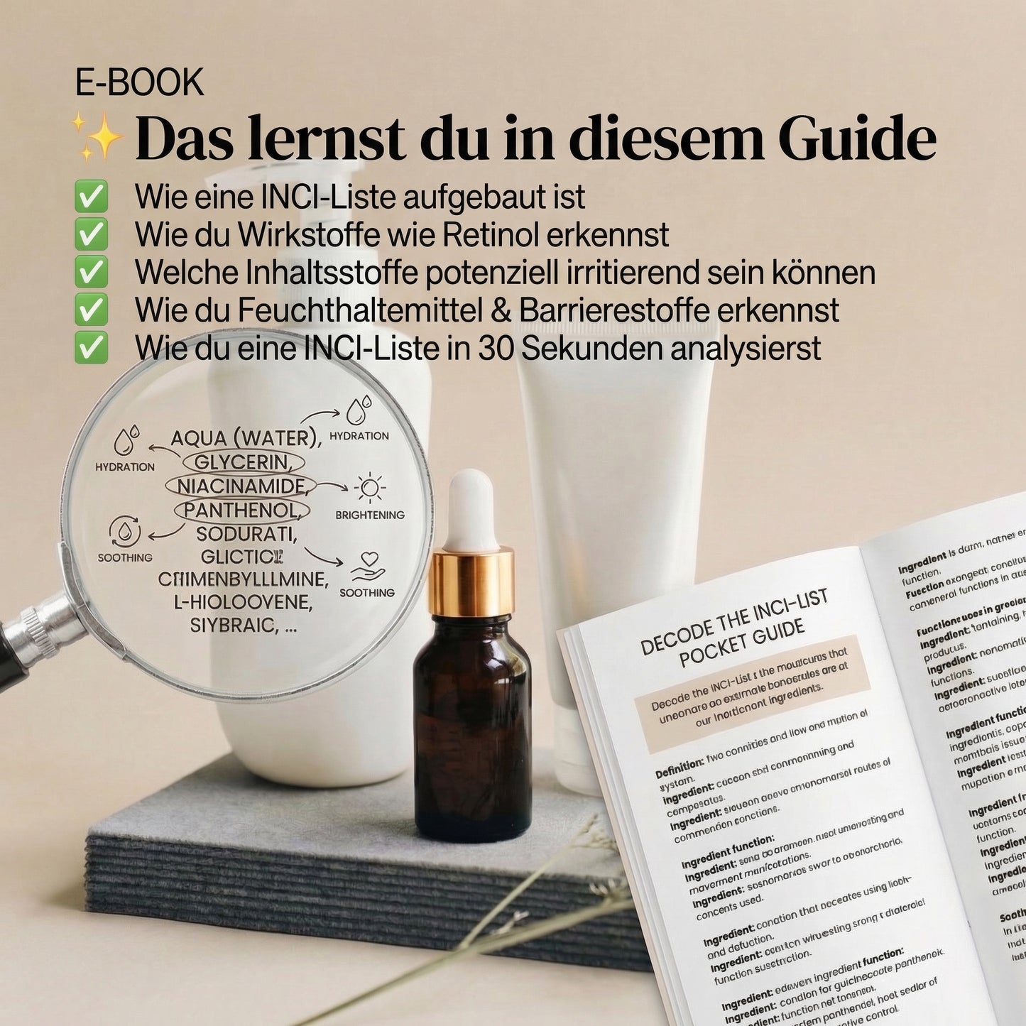 Decode the INCI List E-Book – Lerne in 20 Minuten Hautpflege-Inhaltsstoffe zu verstehen
